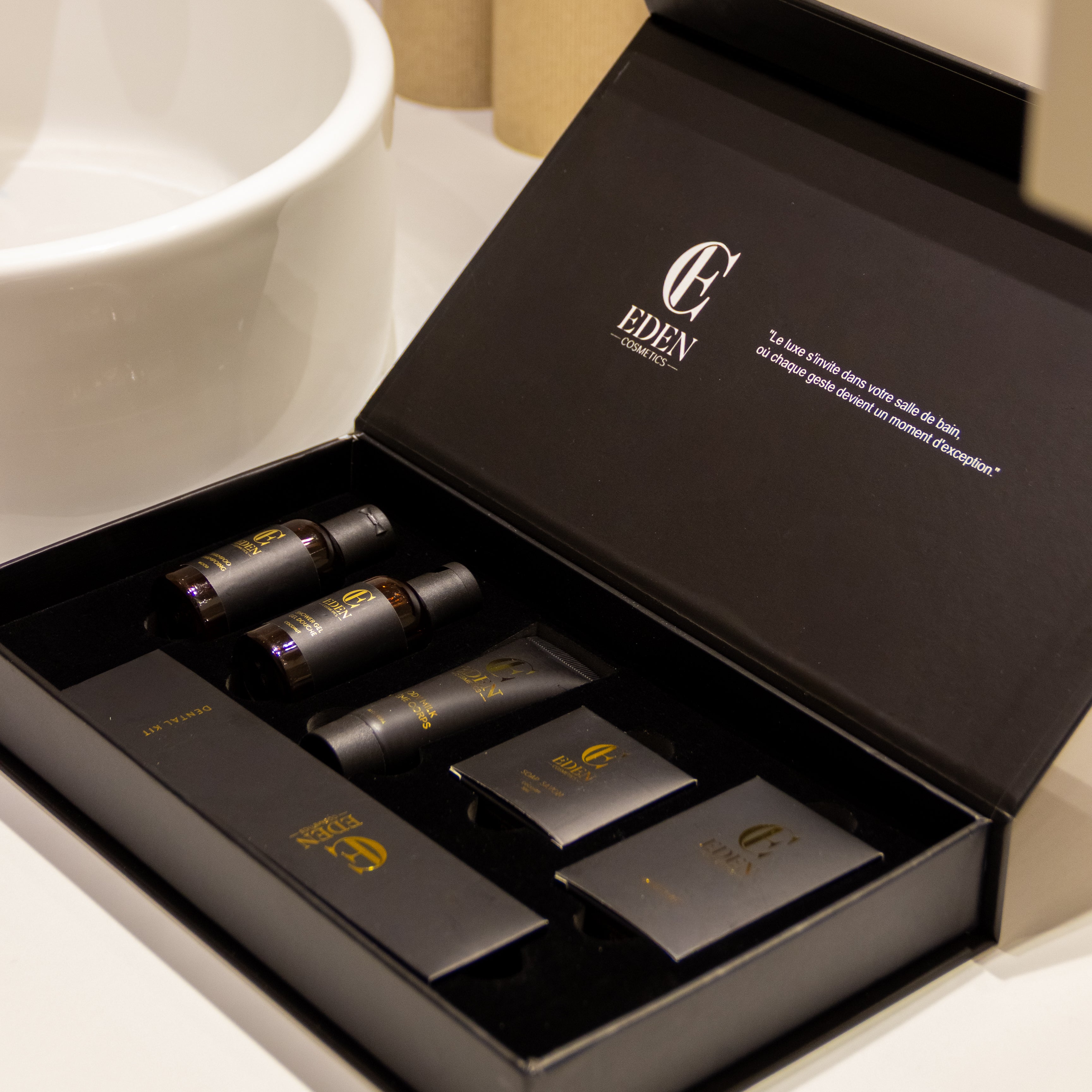 Kit d'accueil salle de bain premium - Carton de 10
