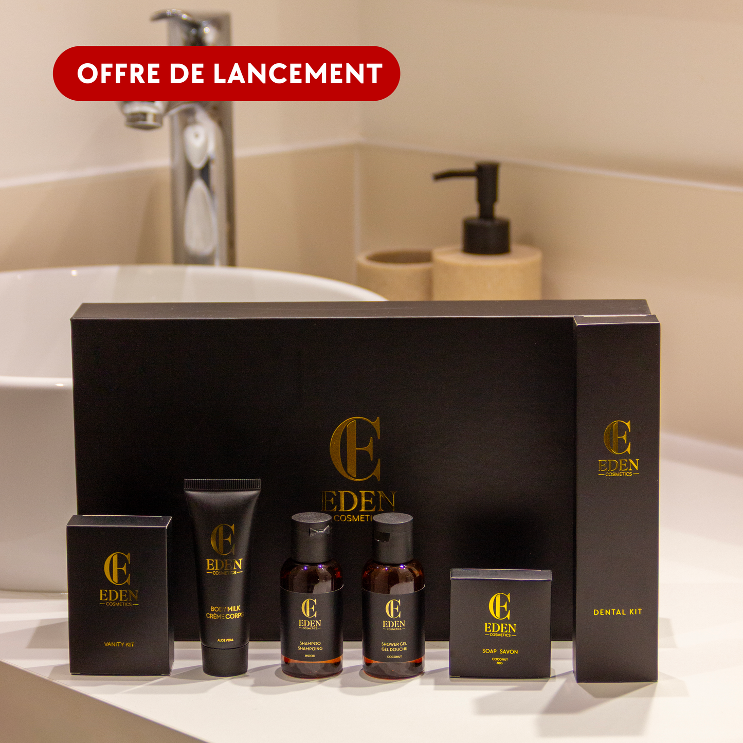 Kit d'accueil salle de bain premium - Carton de 10